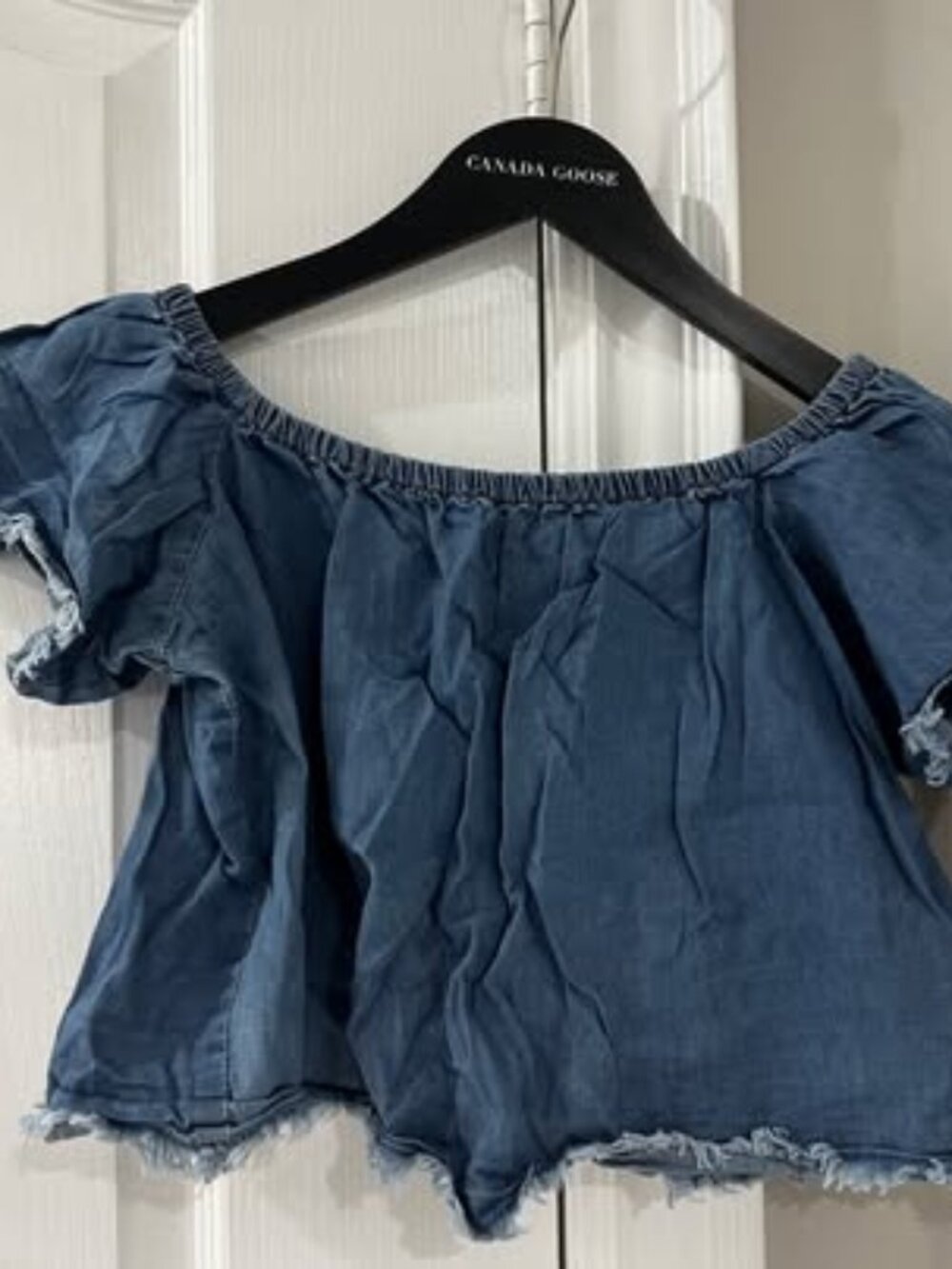 Ardene Blue Denim Off-Shoulder Crop Top
